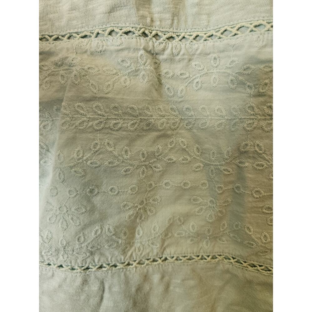 Talbots XL Blue 100% Cotton Knit Scoop Neck Sleeveless Embroidered Tank - Picture 6 of 7